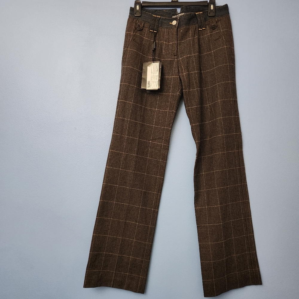 Dolce & Gabbana Wool And Denim Lowrise Tartan Trousers - Picture 4 of 9